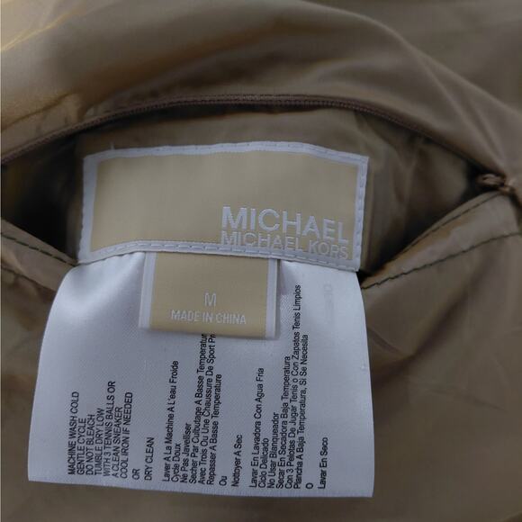 Michael Kors Womens Down Puffer Jacket Medium Green Reversible Quilted Packable - Picture 11 of 15